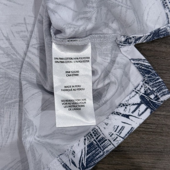 Travis Mathew Mens Polo Shirt Large Floral Leaf Pattern Short Sleeve Golfing - Picture 6 of 7